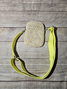 A new day beige woven neon mini festival crossbody bag